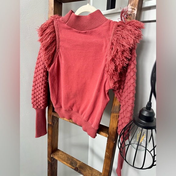 Womens Anthropologie Rust Textured Sleeve Sweater - Picture 6 of 9